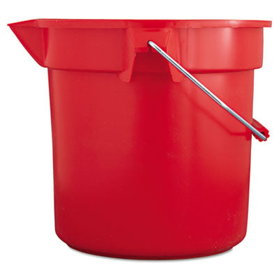 BRUTE Round Utility Pail, 14 qt, Plastic, Red, 12" dia -