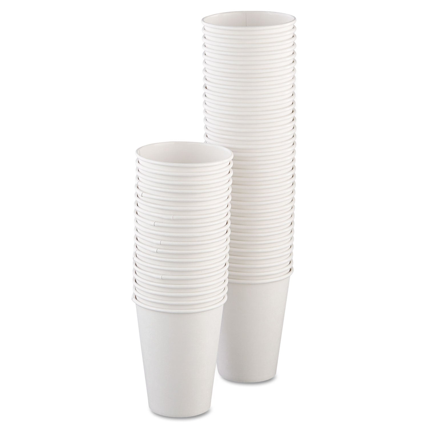 Single-Sided Poly Paper Hot Cups, 12 oz, White, 50/Bag, 20 Bags/Carton -