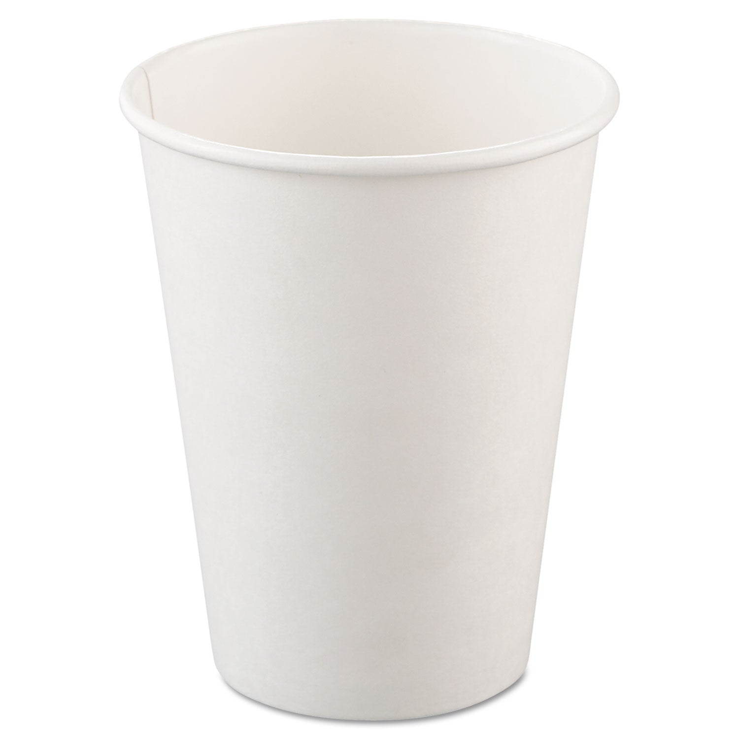 Single-Sided Poly Paper Hot Cups, 12 oz, White, 50/Bag, 20 Bags/Carton -
