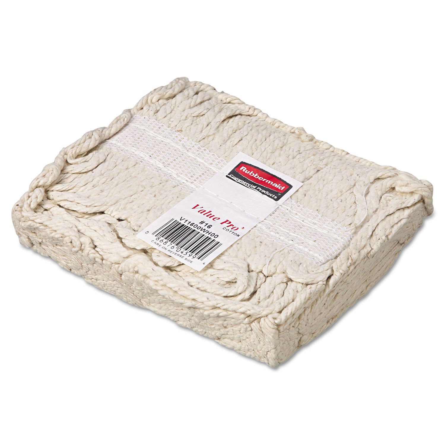 Economy Cut-End Cotton Wet Mop Head, 16oz, 1" Band, White, 12/Carton -