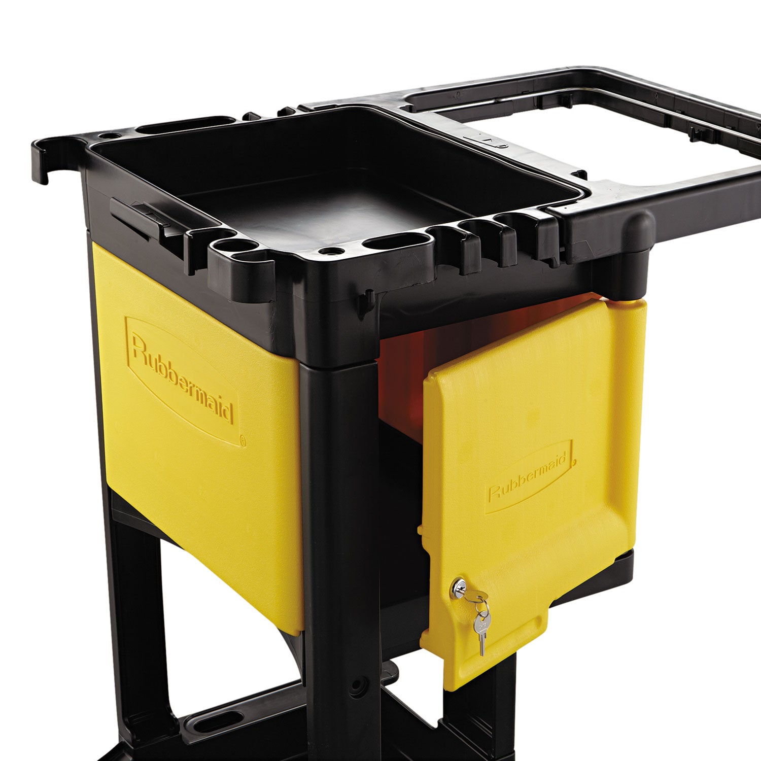 Locking Cabinet, For Rubbermaid Commercial Cleaning Carts, Yellow - 2