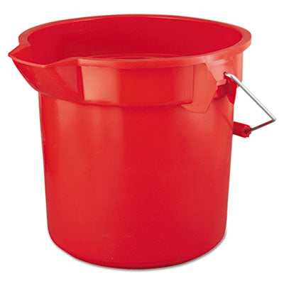 BRUTE Round Utility Pail, 14 qt, Plastic, Red, 12" dia -