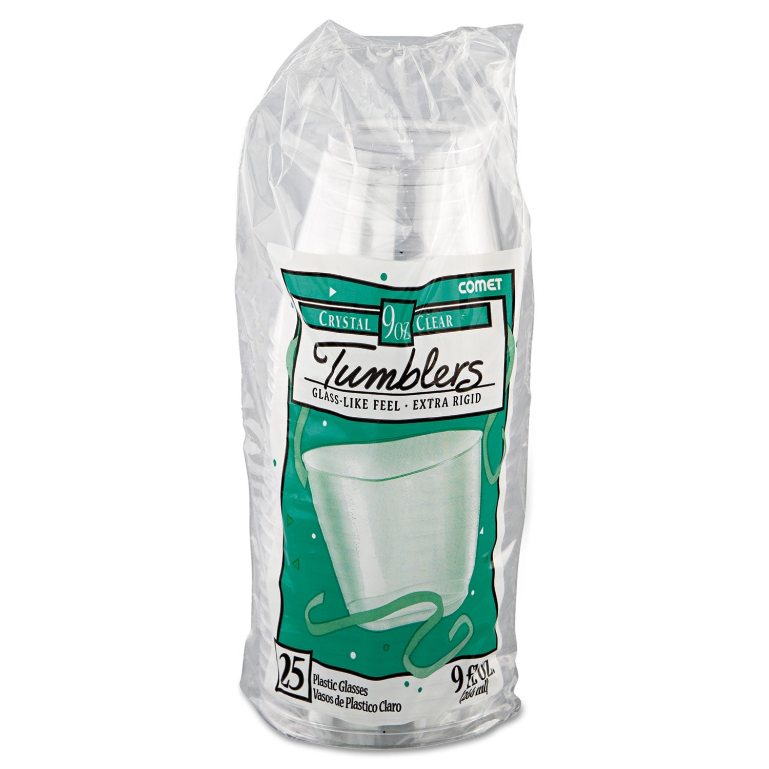Comet Smooth Wall Tumblers, 9 oz, Clear, Squat, 25/Pack, 20 Packs/Carton -