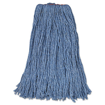 Cotton/Synthetic Cut-End Blend Mop Head, 24 oz, 1" Band, Blue, 12/Carton -