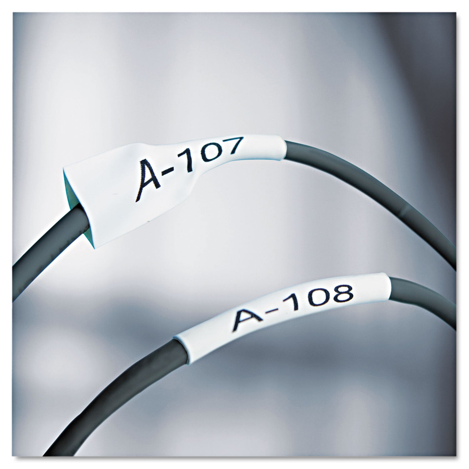 Rhino Heat Shrink Tubes Industrial Label Tape, 0.25" x 5 ft, White/Black Print -