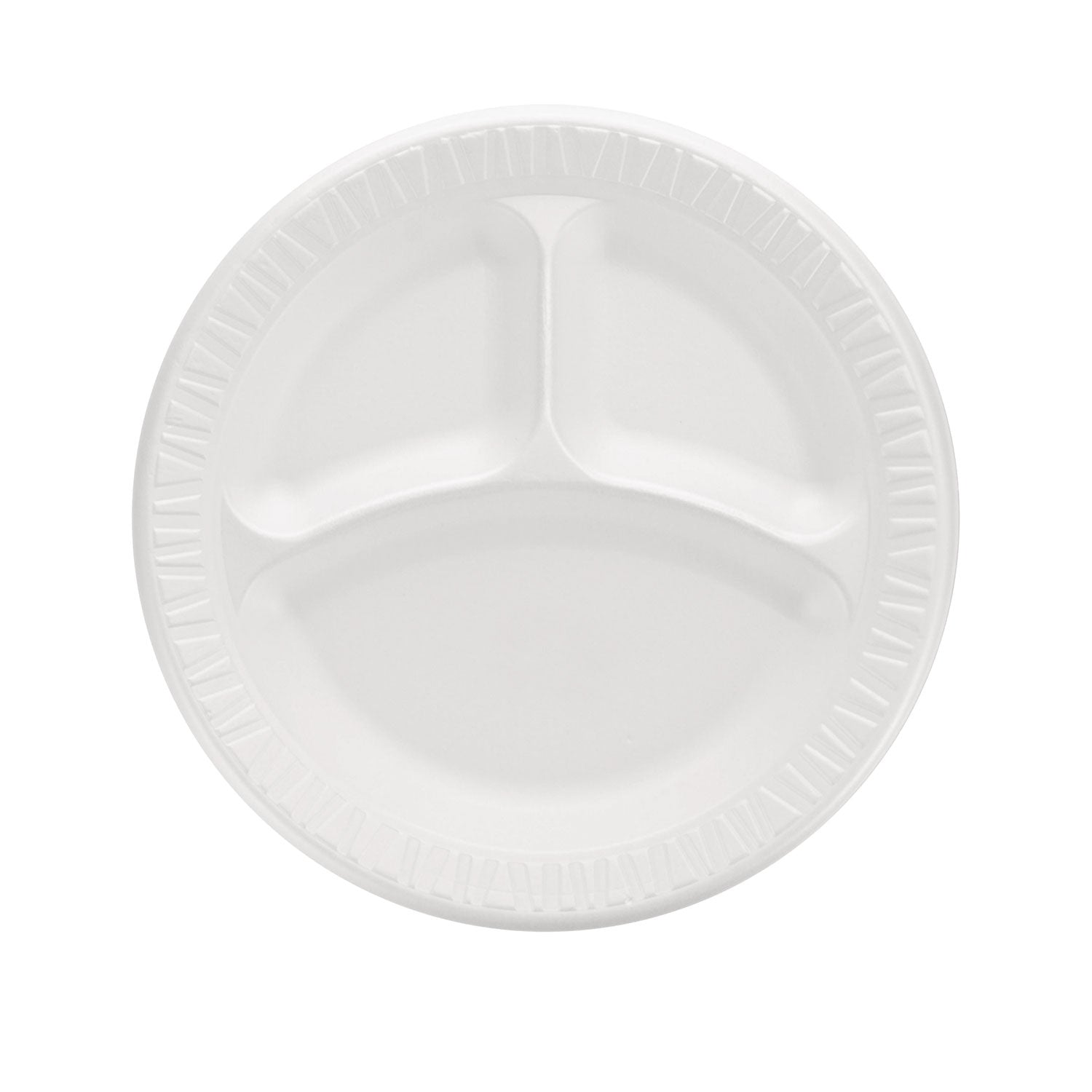 Quiet Classic Laminated Foam Plates, 3-Compartment, 9" dia, White, 125/Pack, 4 Packs/Carton -