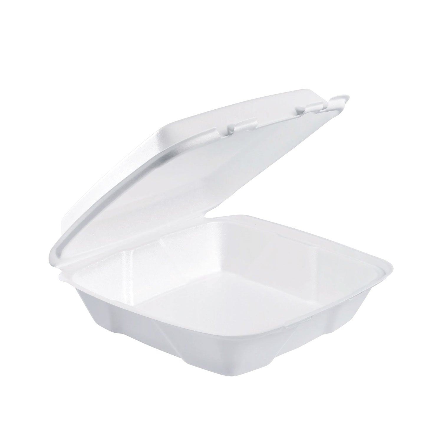 Foam Hinged Lid Container, Performer Perforated Lid, 9 x 9.4 x 3, White, 100/Bag, 2 Bag/Carton -