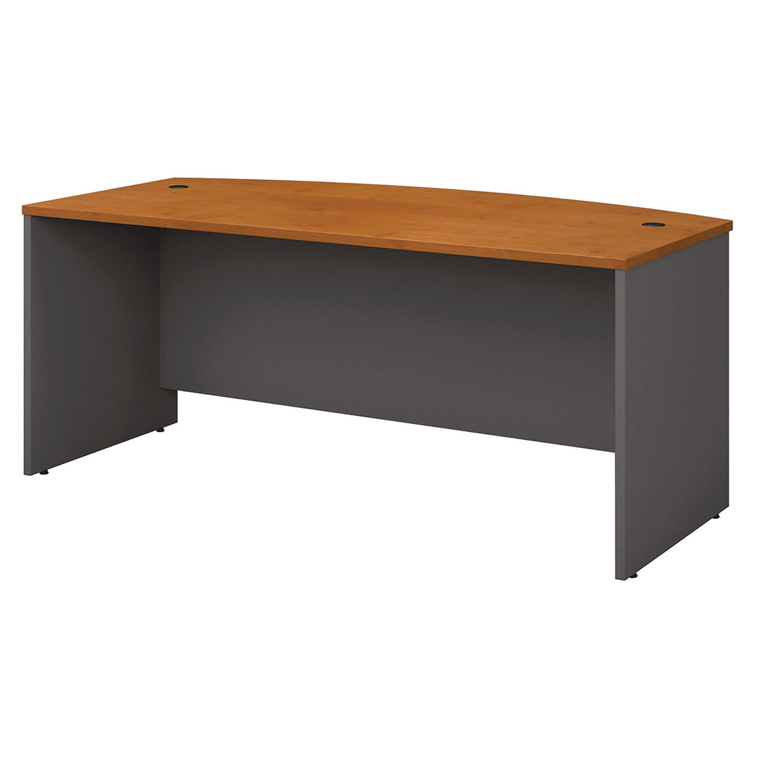 Series C Collection Bow Front Desk, 71.13" x 36.13" x 29.88", Natural Cherry/Graphite Gray -