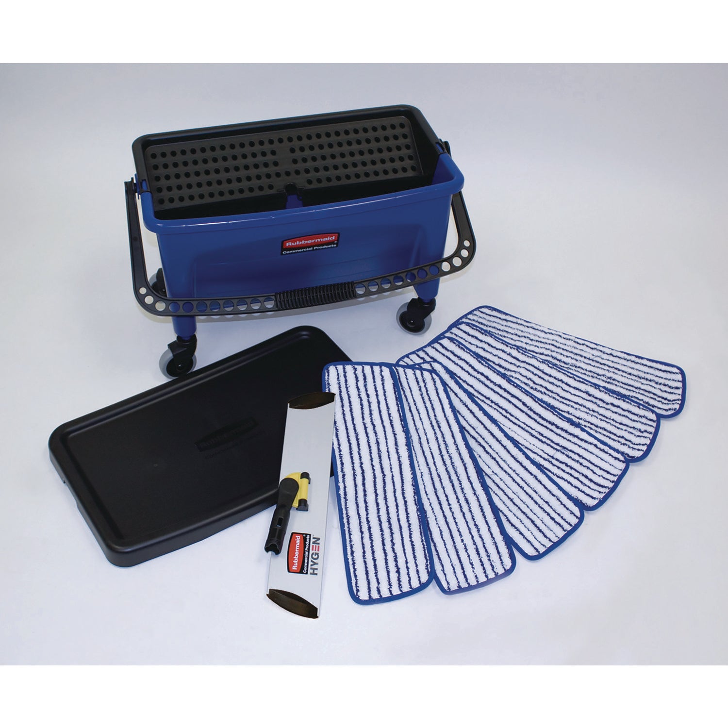 Microfiber Floor Finishing System, 3 gal, Blue/Black/White -