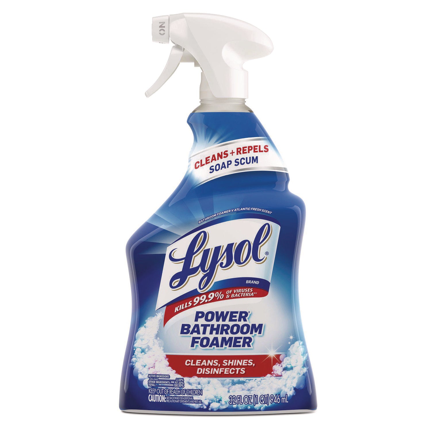 Disinfectant Power Bathroom Foamer, Liquid, Atlantic Fresh, 32 oz Spray Bottle -