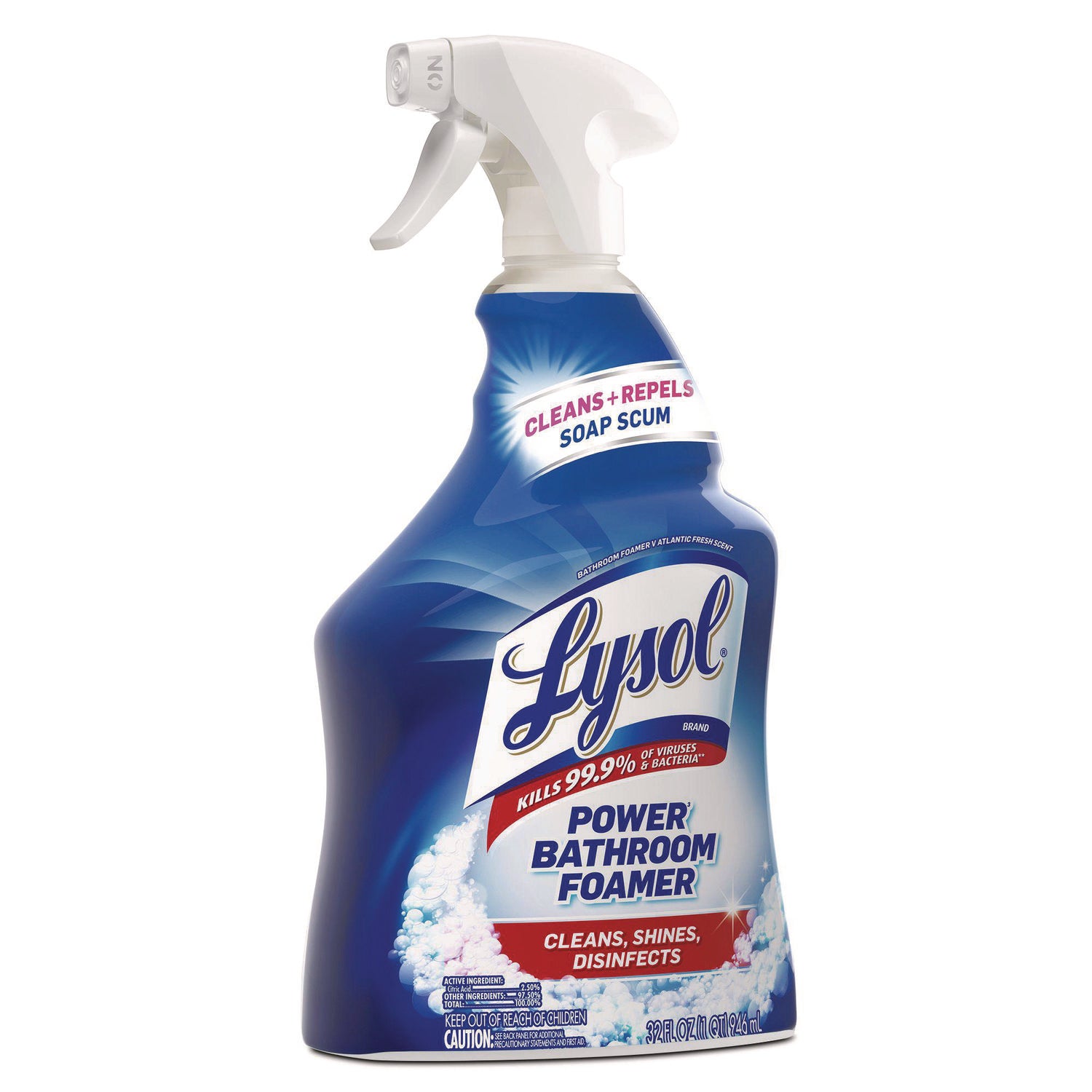 Disinfectant Power Bathroom Foamer, Liquid, Atlantic Fresh, 32 oz Spray Bottle -