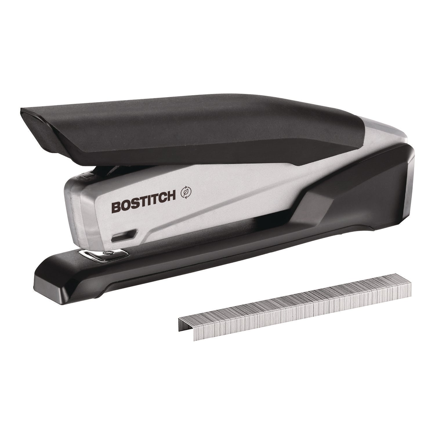 InPower One-Finger Eco-Friendly Desktop Stapler, 25-Sheet Capacity, Black/Gray -