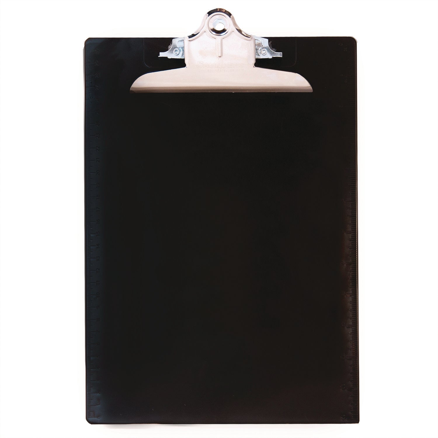 Recycled Plastic Clipboard with Ruler Edge, 1" Clip Capacity, Holds 8.5 x 11 Sheets, Black -