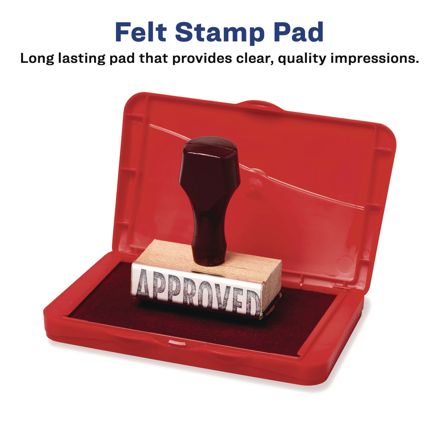 Pre-Inked Felt Stamp Pad, 4.25" x 2.75", Red -