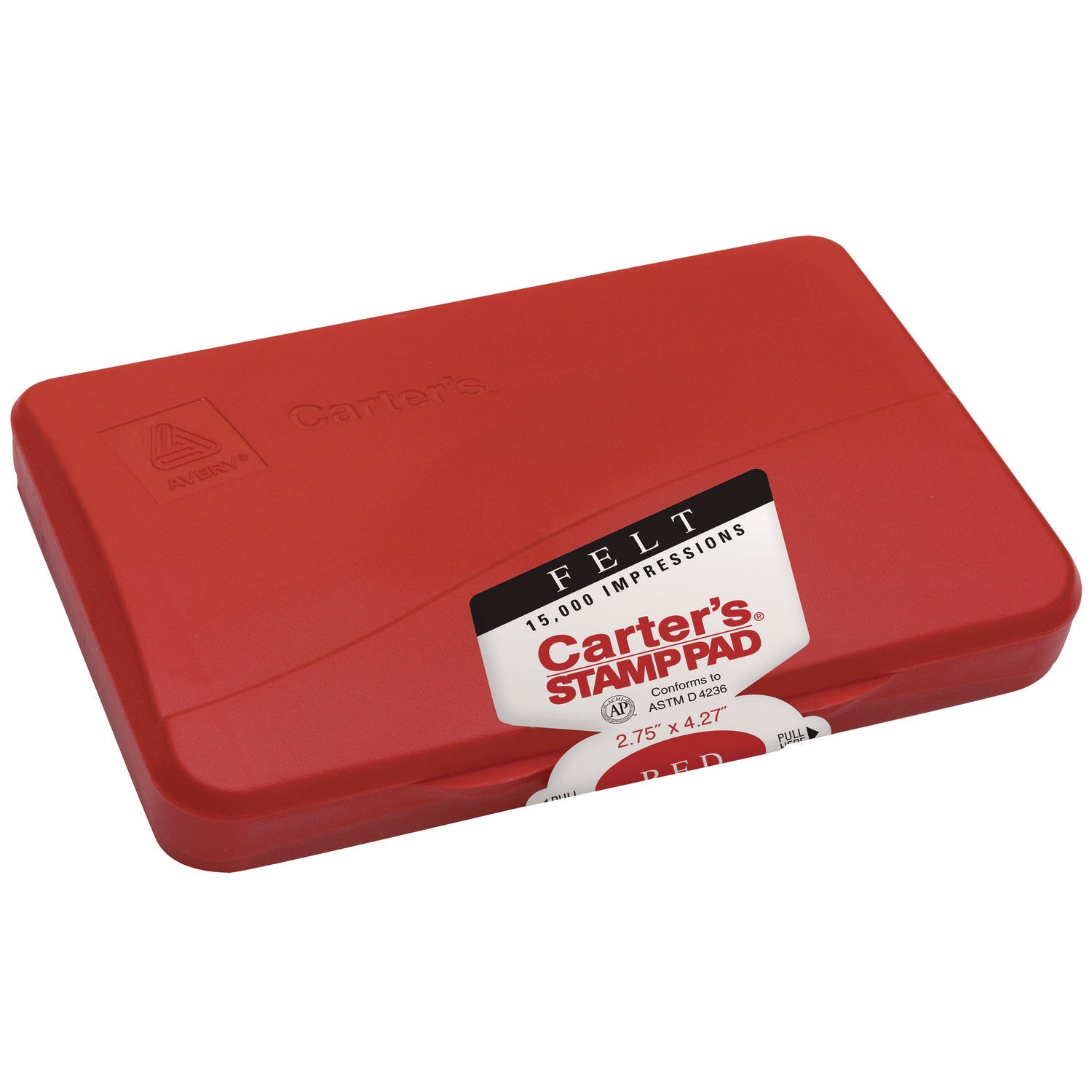 Pre-Inked Felt Stamp Pad, 4.25" x 2.75", Red -