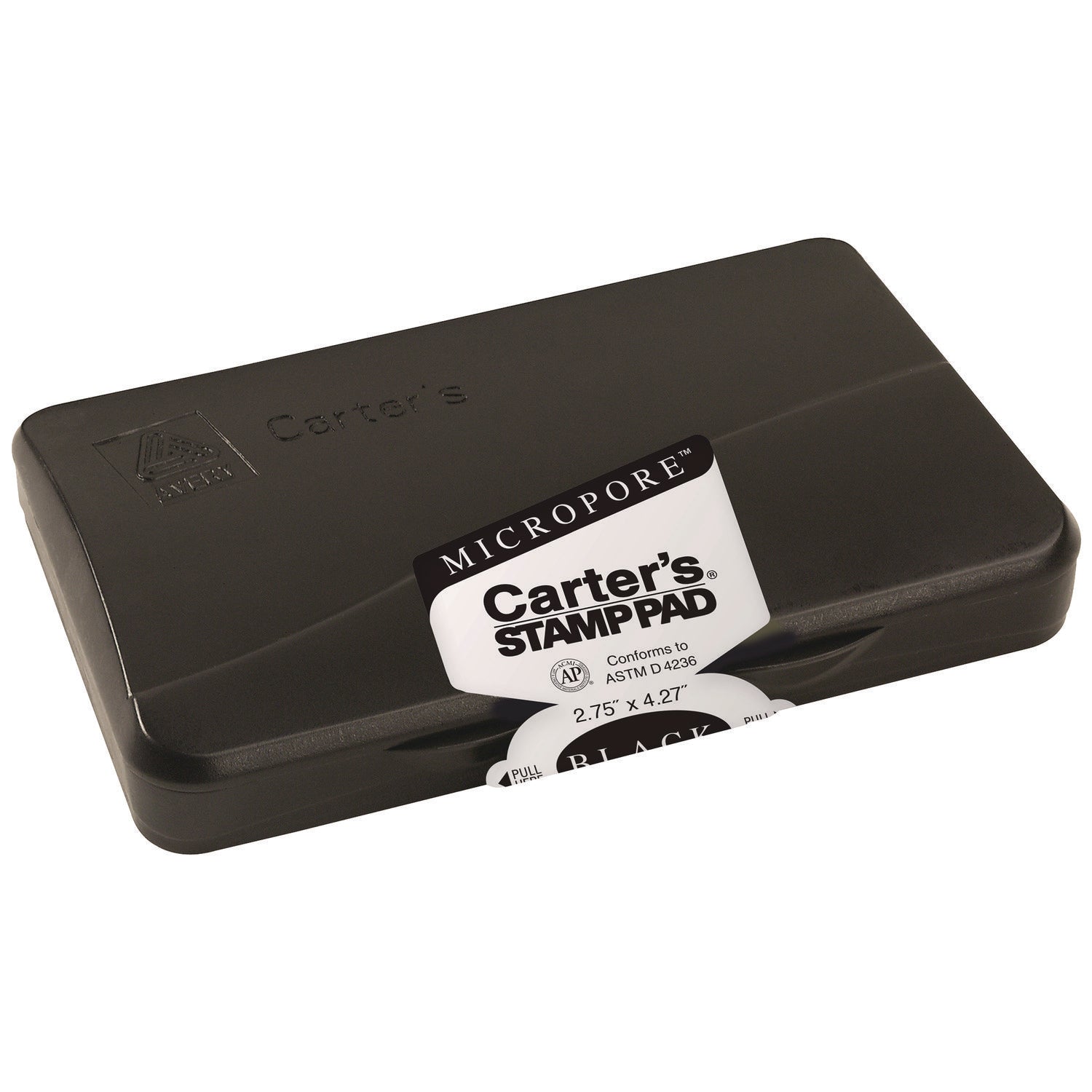 Pre-Inked Micropore Stamp Pad, 4.25" x 2.75", Black -