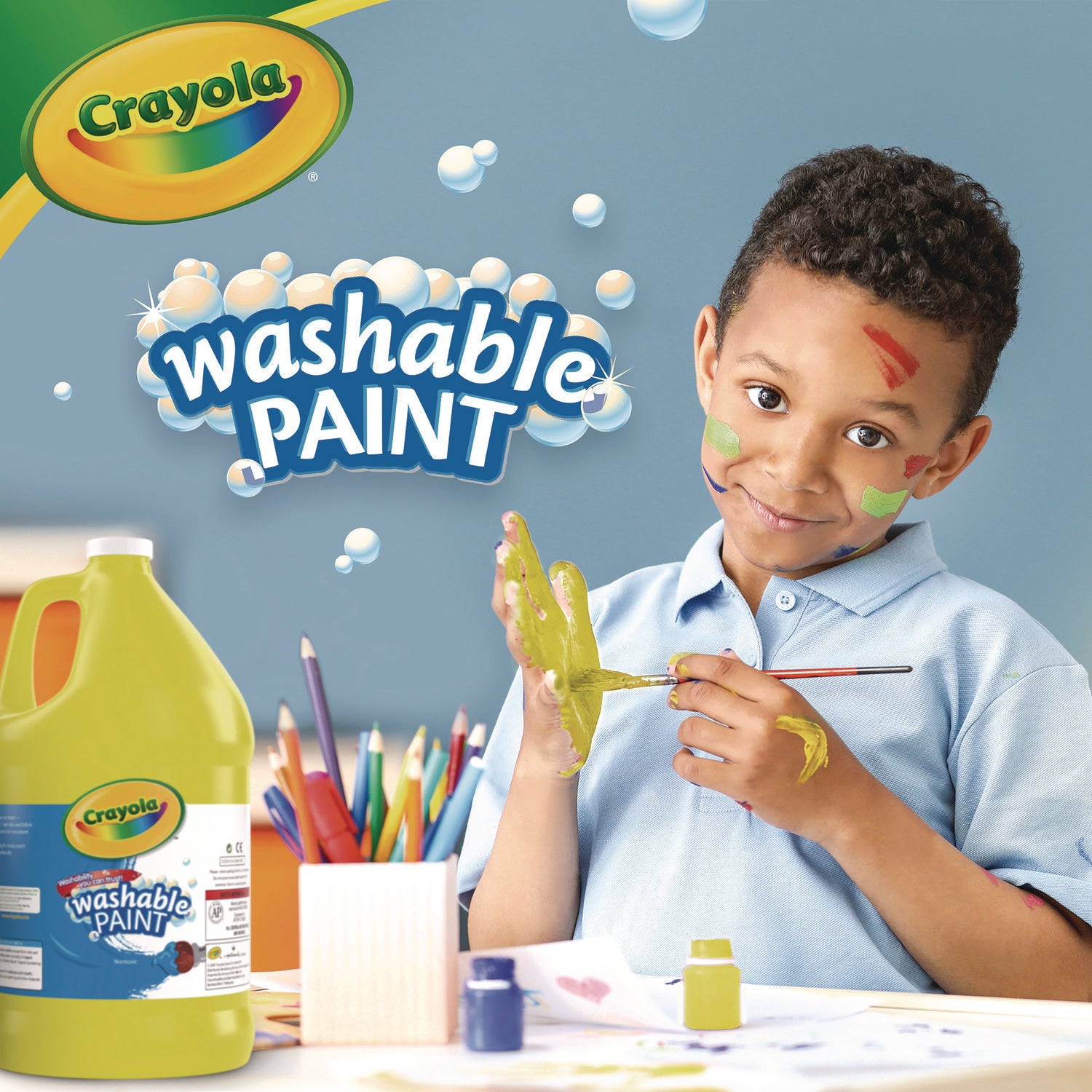 Washable Paint, Yellow, 1 gal Bottle -