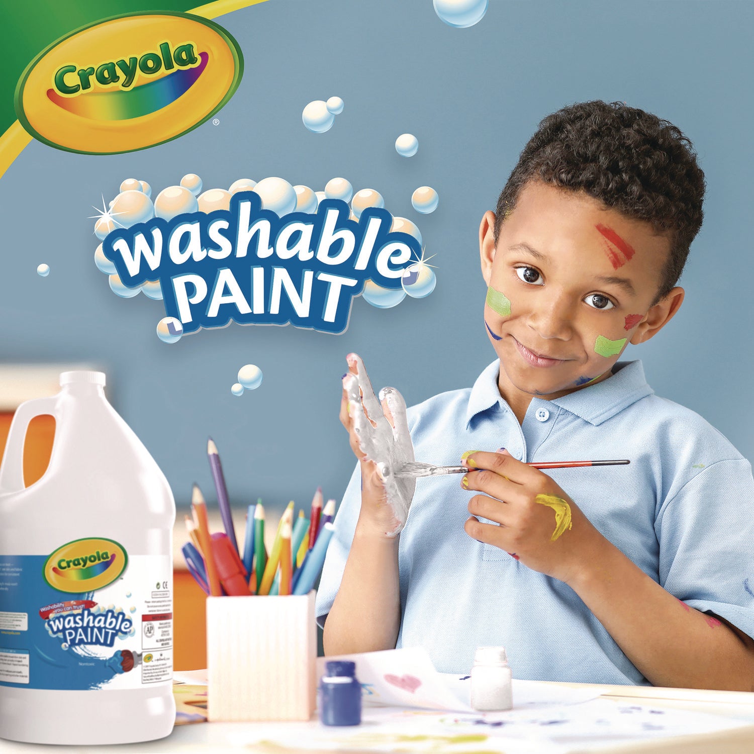 Washable Paint, White, 1 gal Bottle -