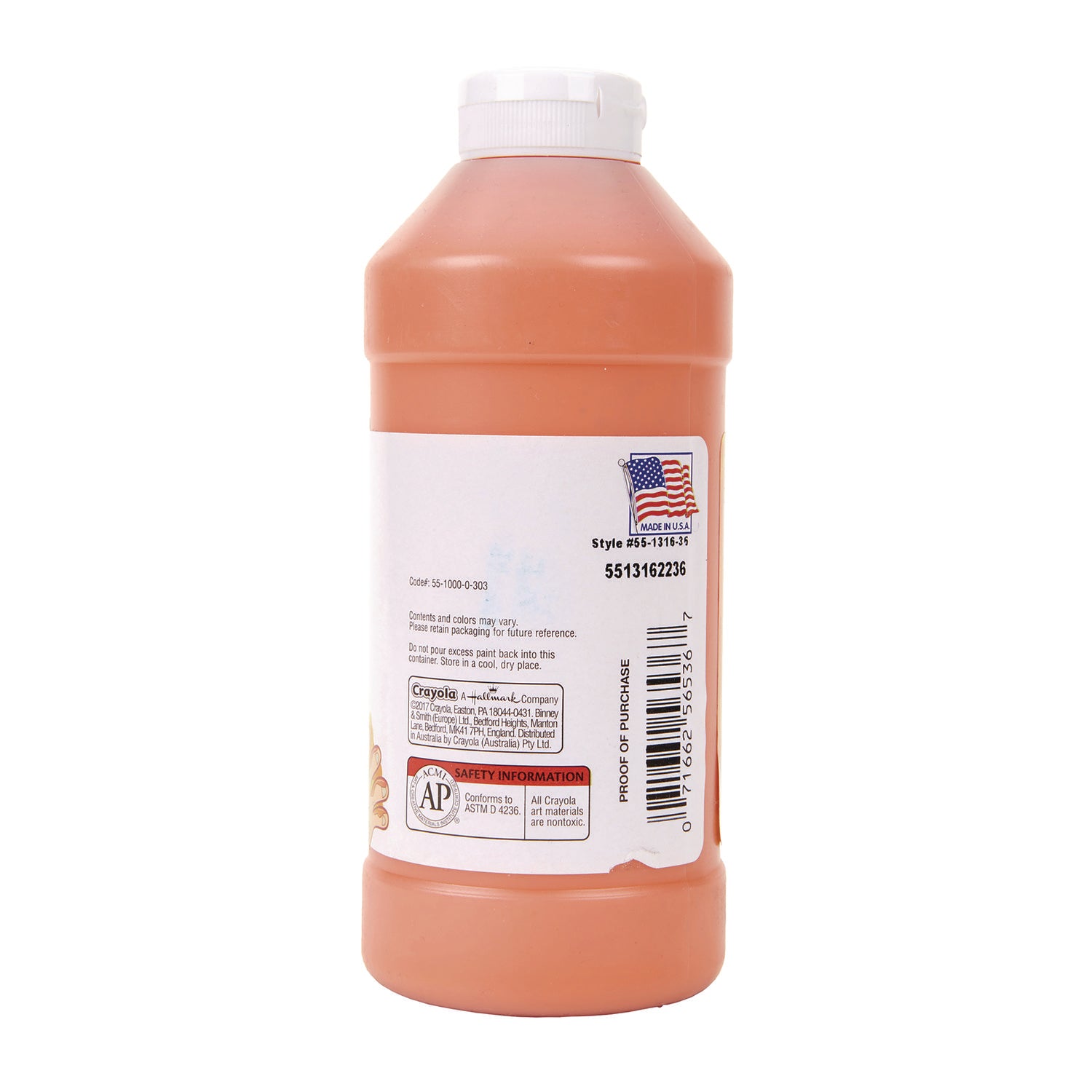 Washable Fingerpaint, Orange, 16 oz Bottle -