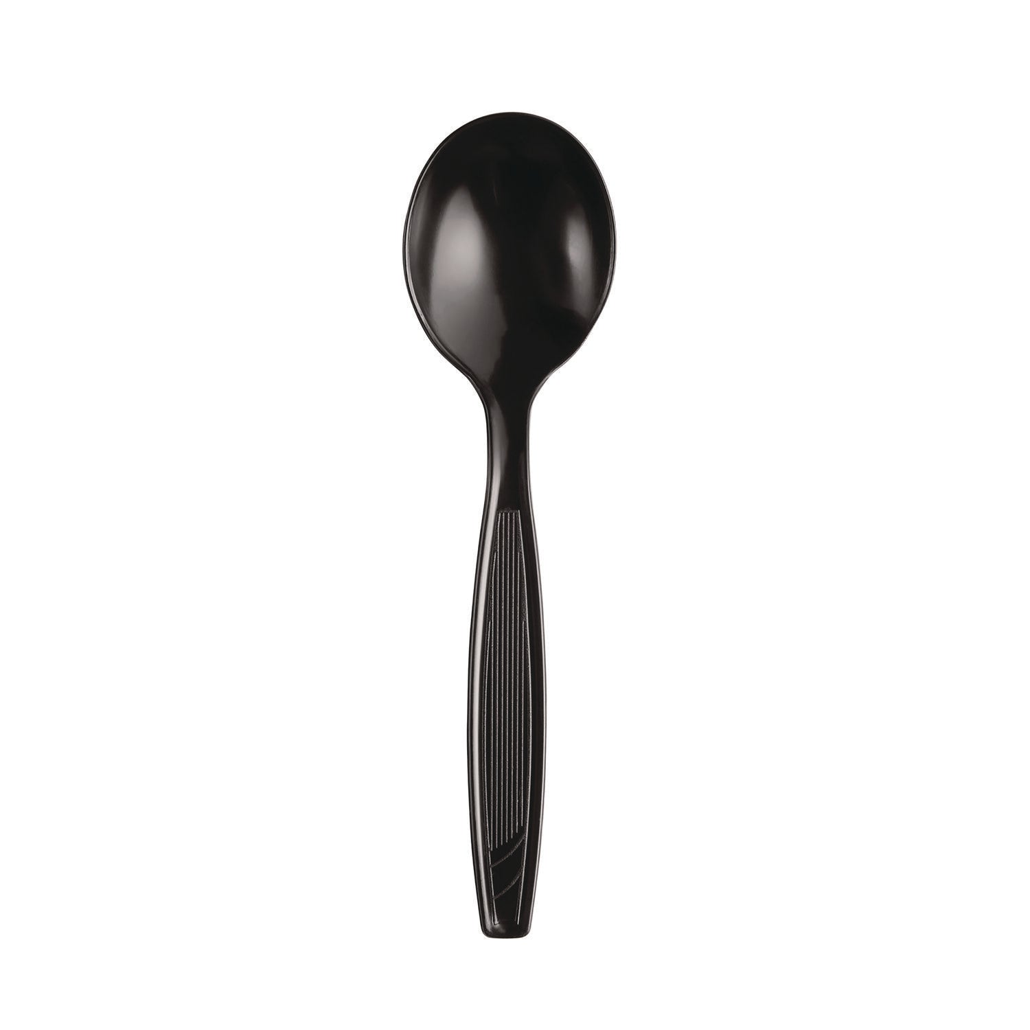 Individually Wrapped Heavyweight Soup Spoons, Polystyrene, Black, 1,000/Carton -