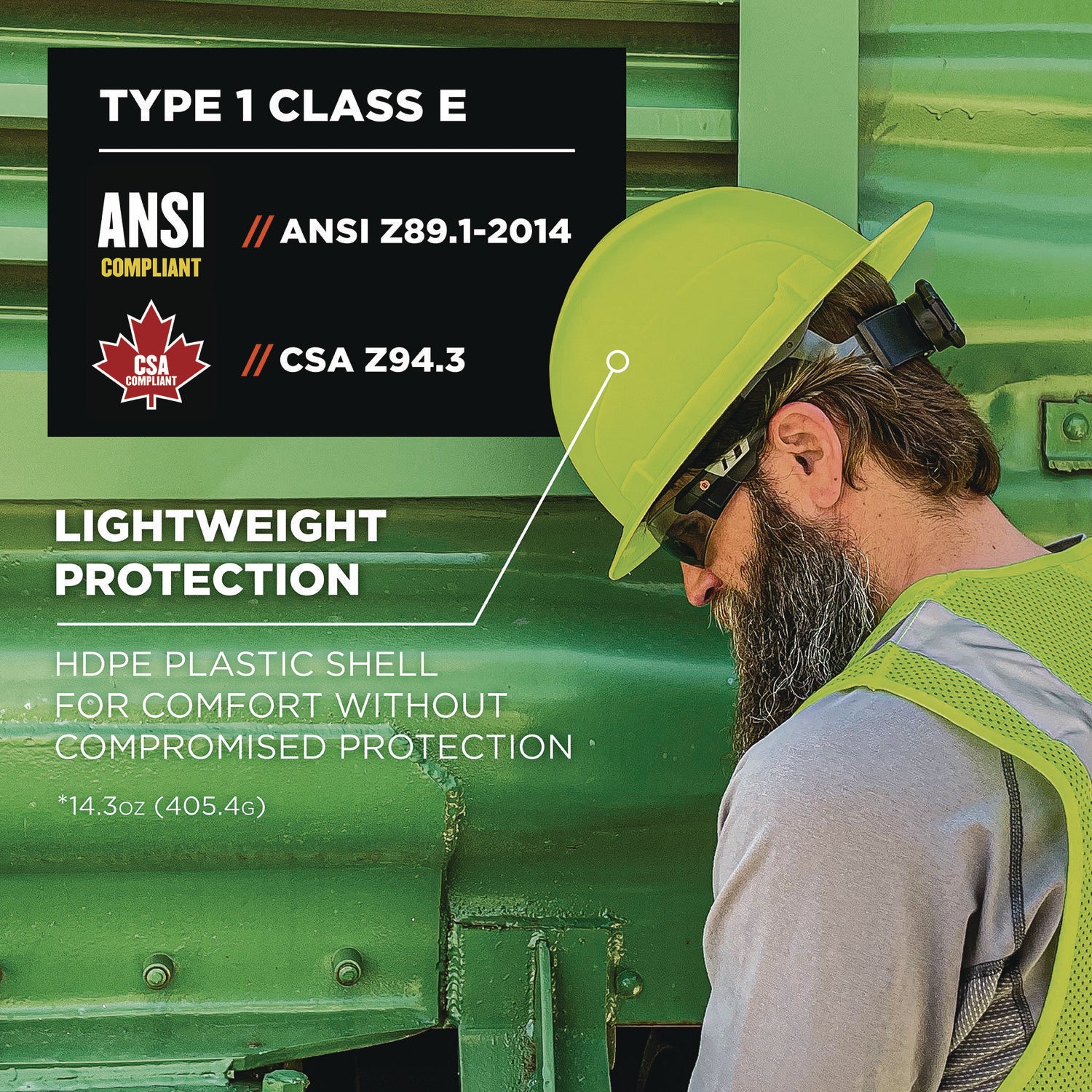 skullerz-8969-class-e-lightweight-full-brim-hard-hat-6-point-rachet-suspension-lime-ships-in-1-3-business-days_ego60232 - 2