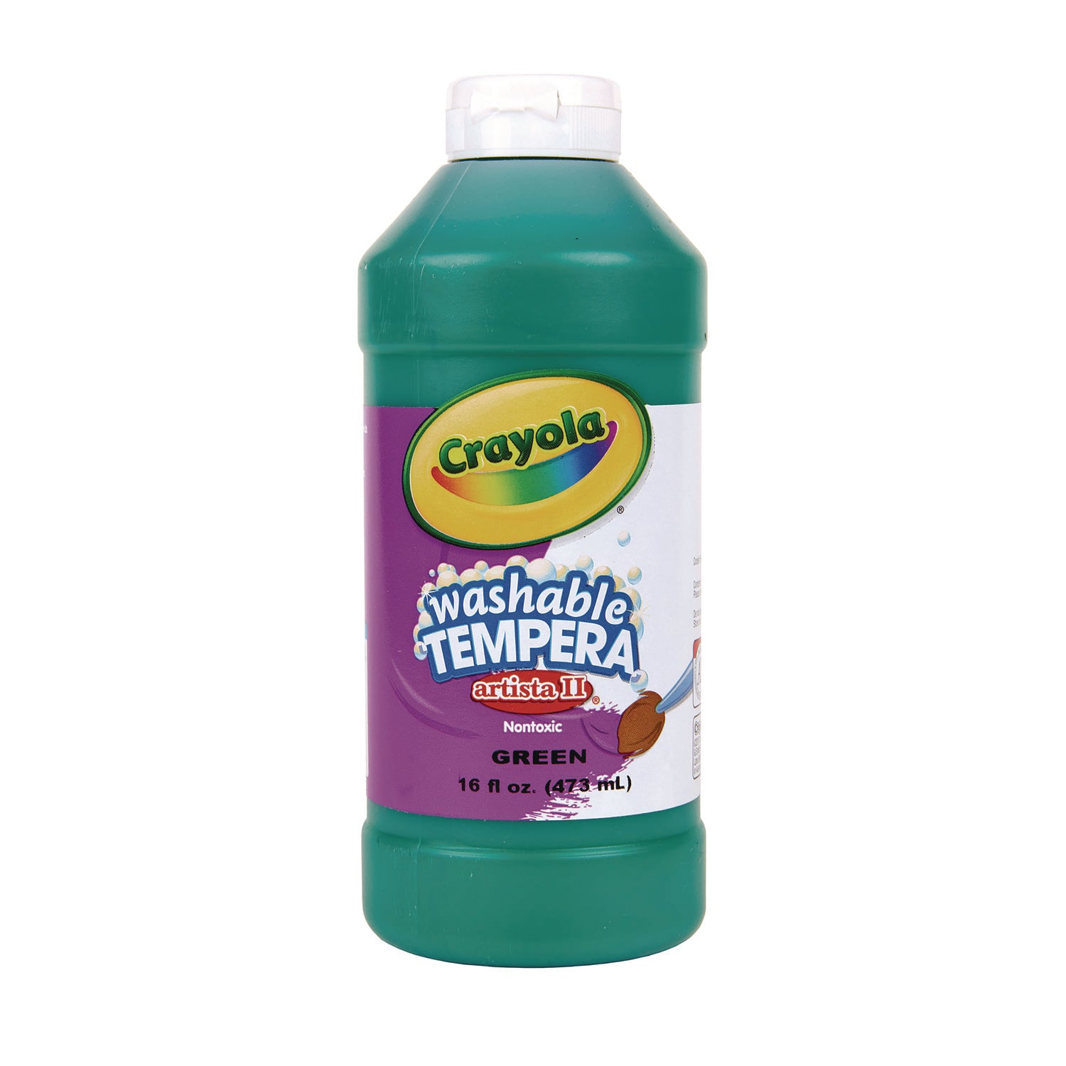 Artista II Washable Tempera Paint, Green, 16 oz Bottle -