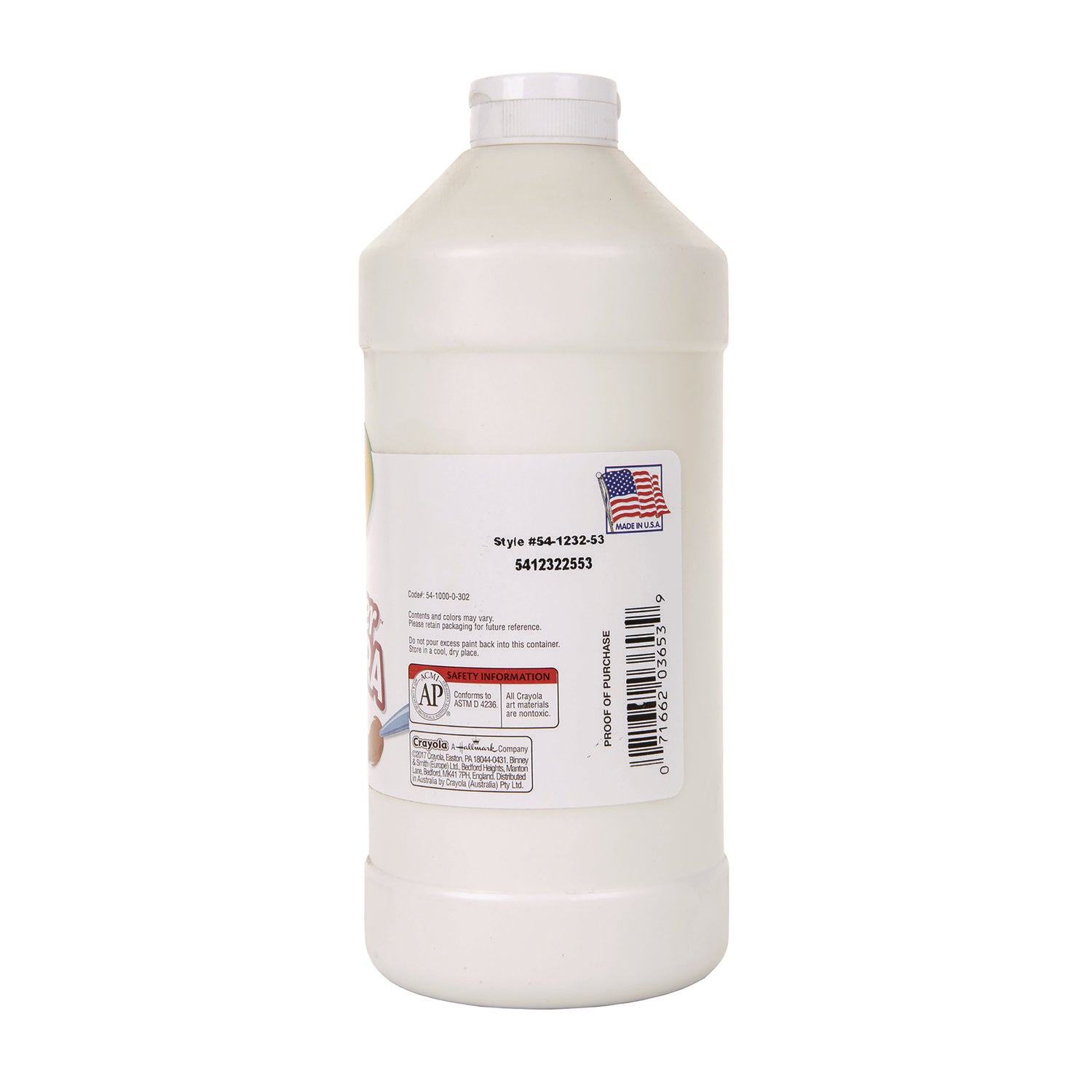 Artista II Washable Tempera Paint, White, 16 oz Bottle -