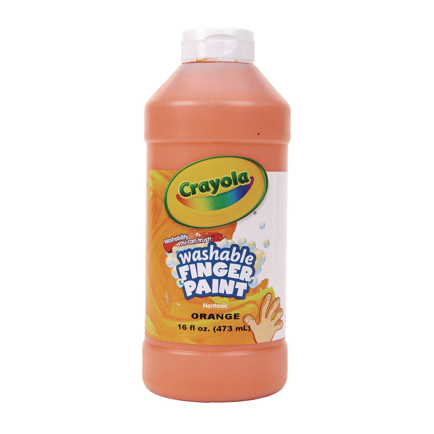 Washable Fingerpaint, Orange, 16 oz Bottle -