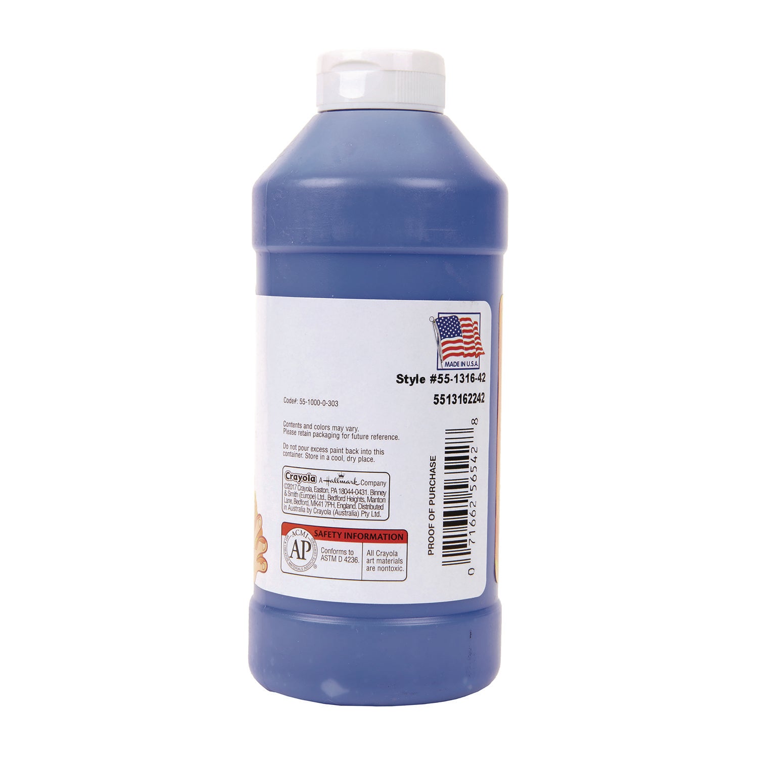 Washable Fingerpaint, Blue, 16 oz Bottle -