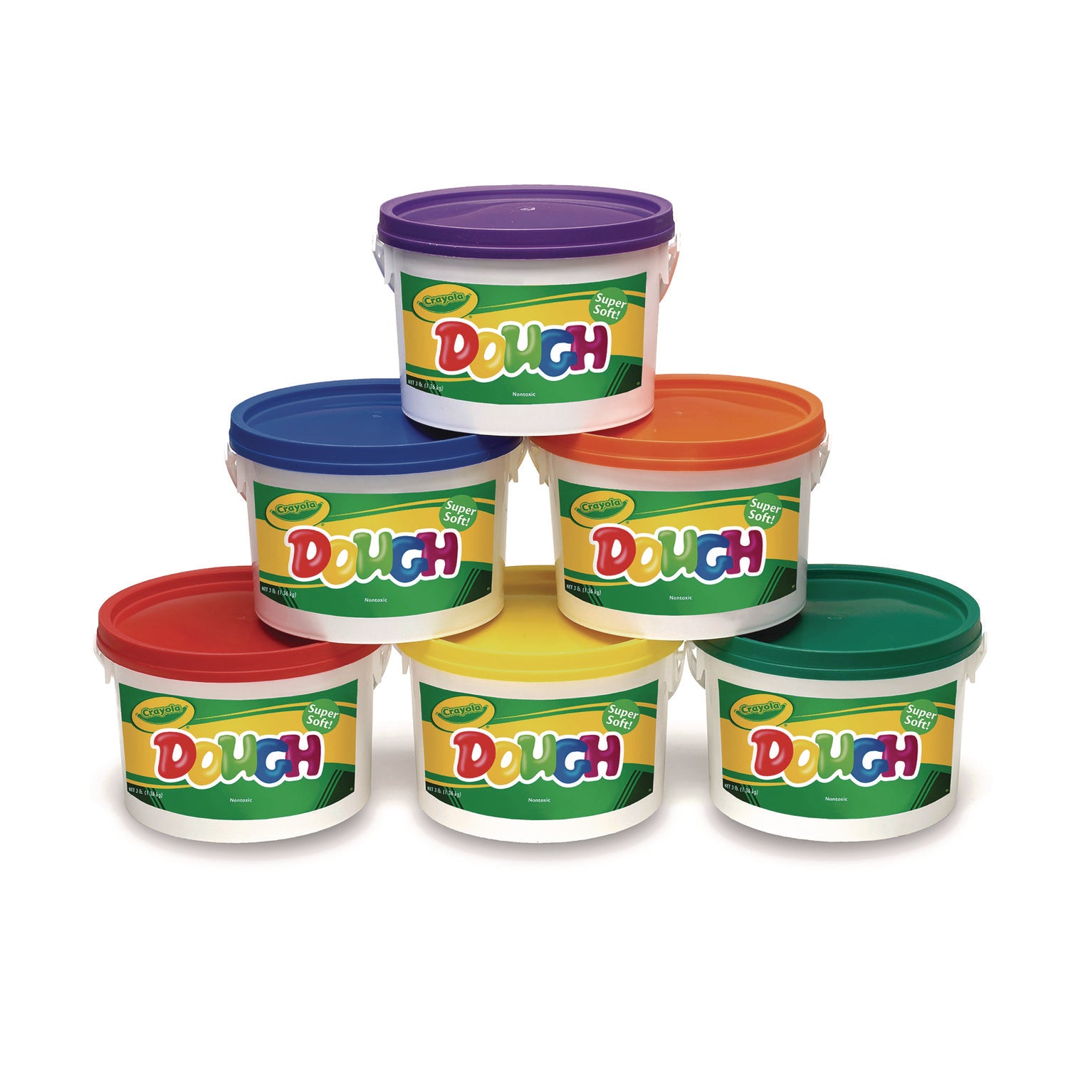 Modeling Dough Bucket, 3 lbs, Assorted Colors, 6 Buckets/Set -