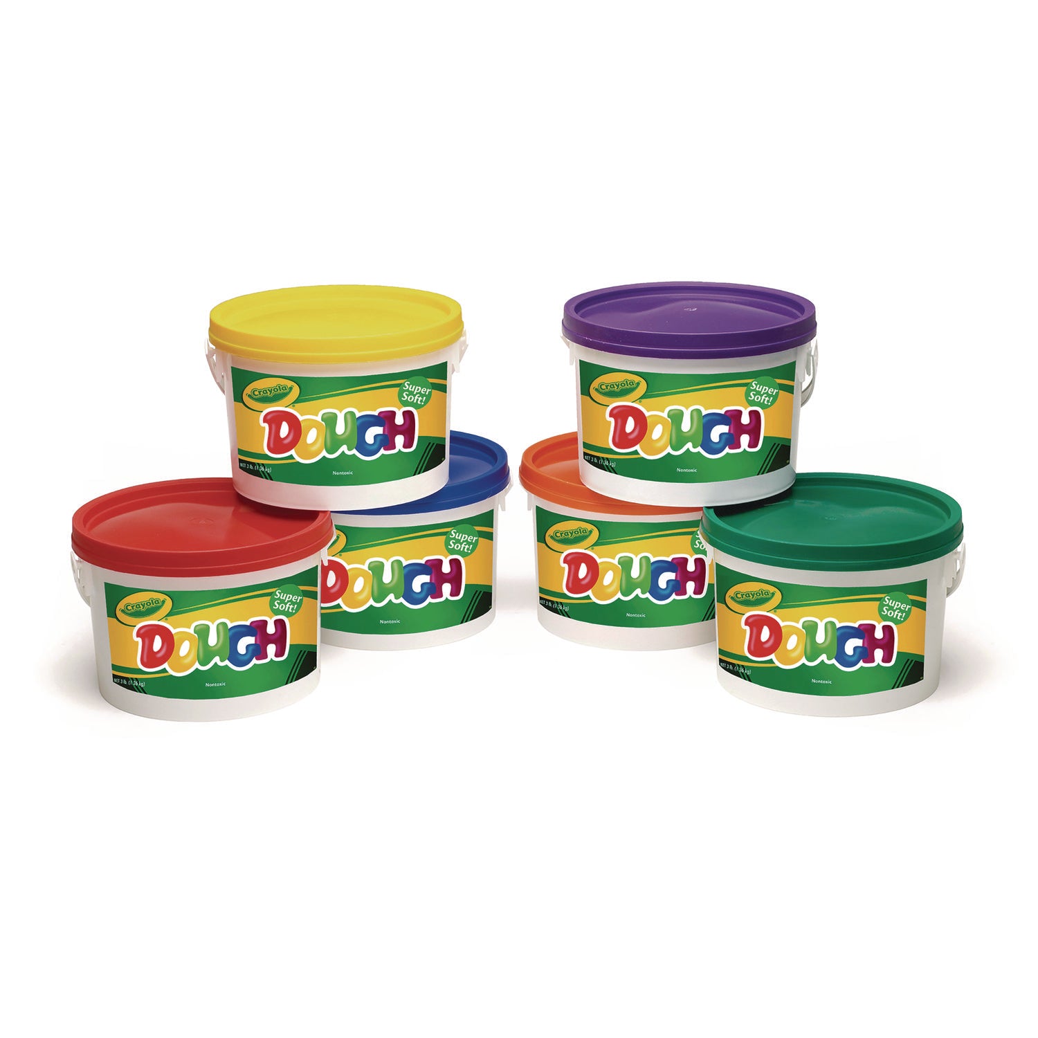 Modeling Dough Bucket, 3 lbs, Assorted Colors, 6 Buckets/Set -