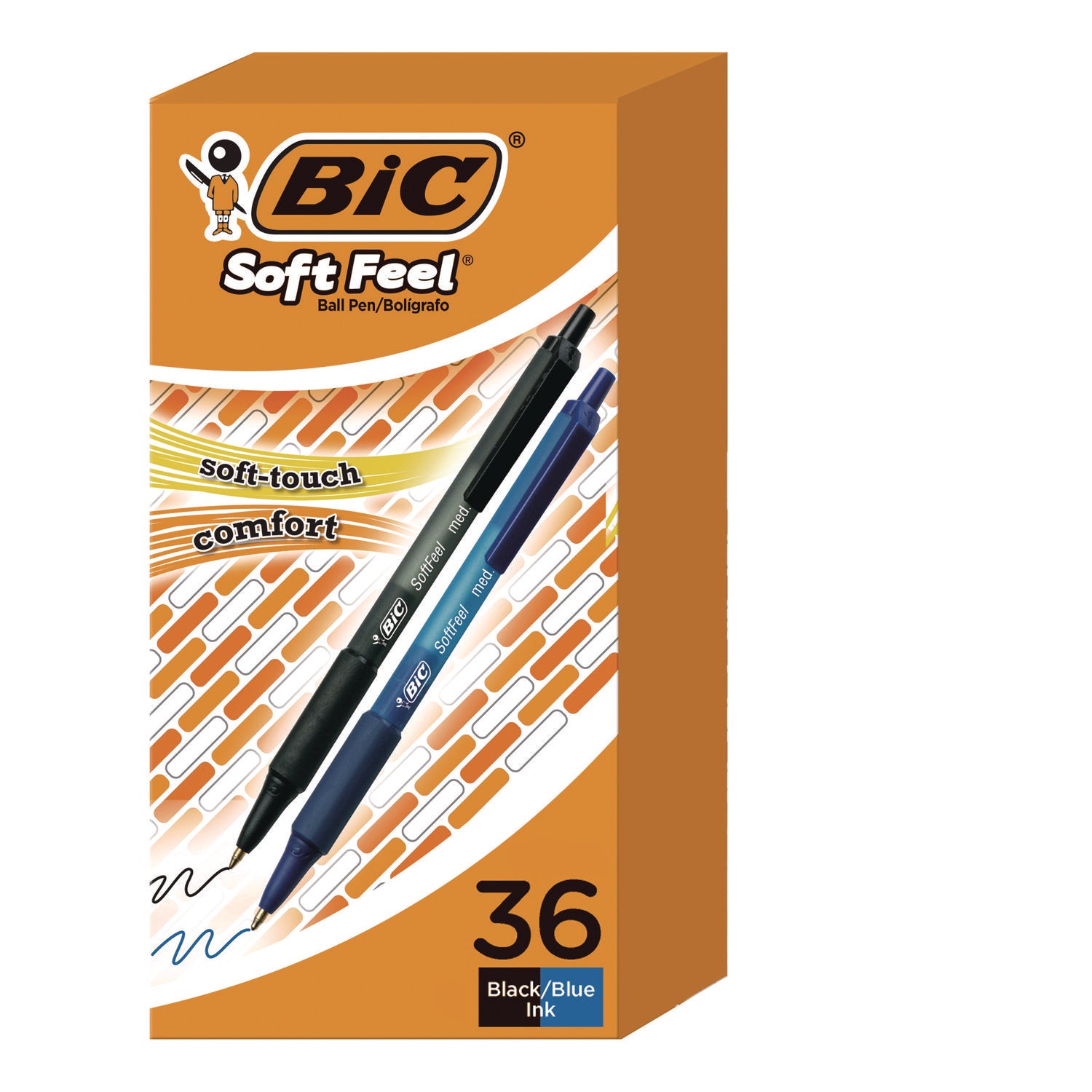 Soft Feel Ballpoint Pen Value Pack, Retractable, Medium 1 mm, Black Ink, Black Barrel, 36/Pack -