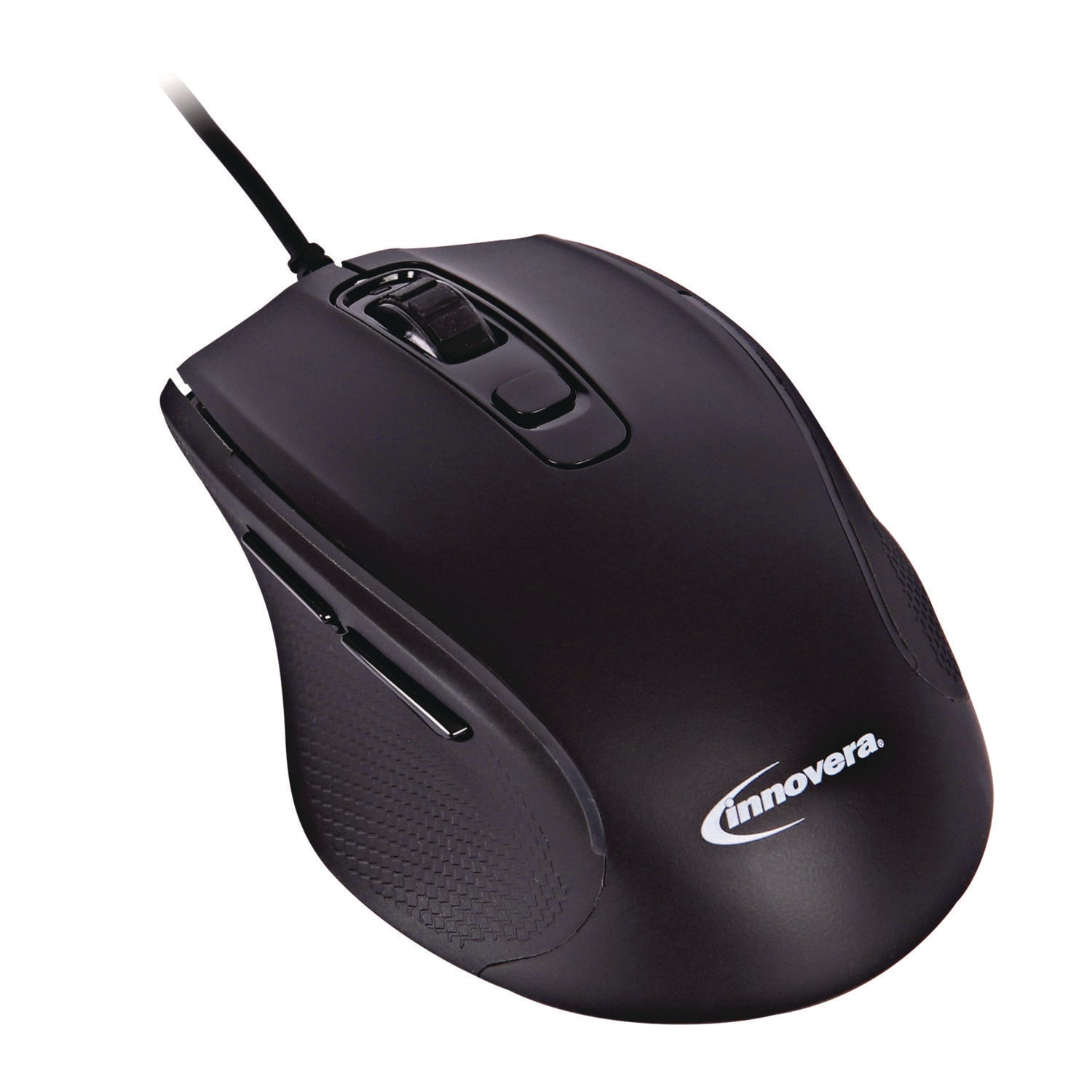 Full-Size Wired Optical Mouse, USB 2.0, Right Hand Use, Black -