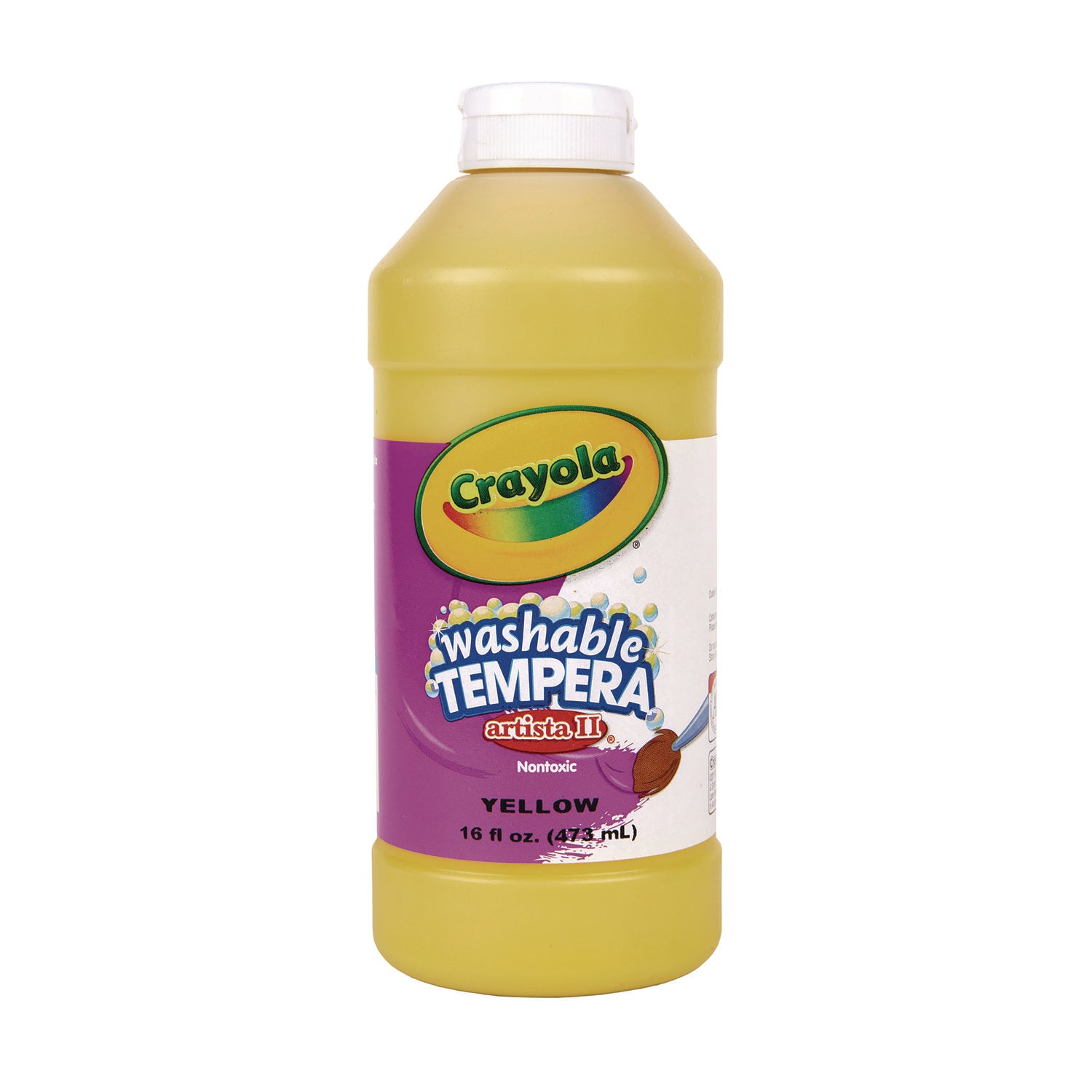 Artista II Washable Tempera Paint, Yellow, 16 oz Bottle -