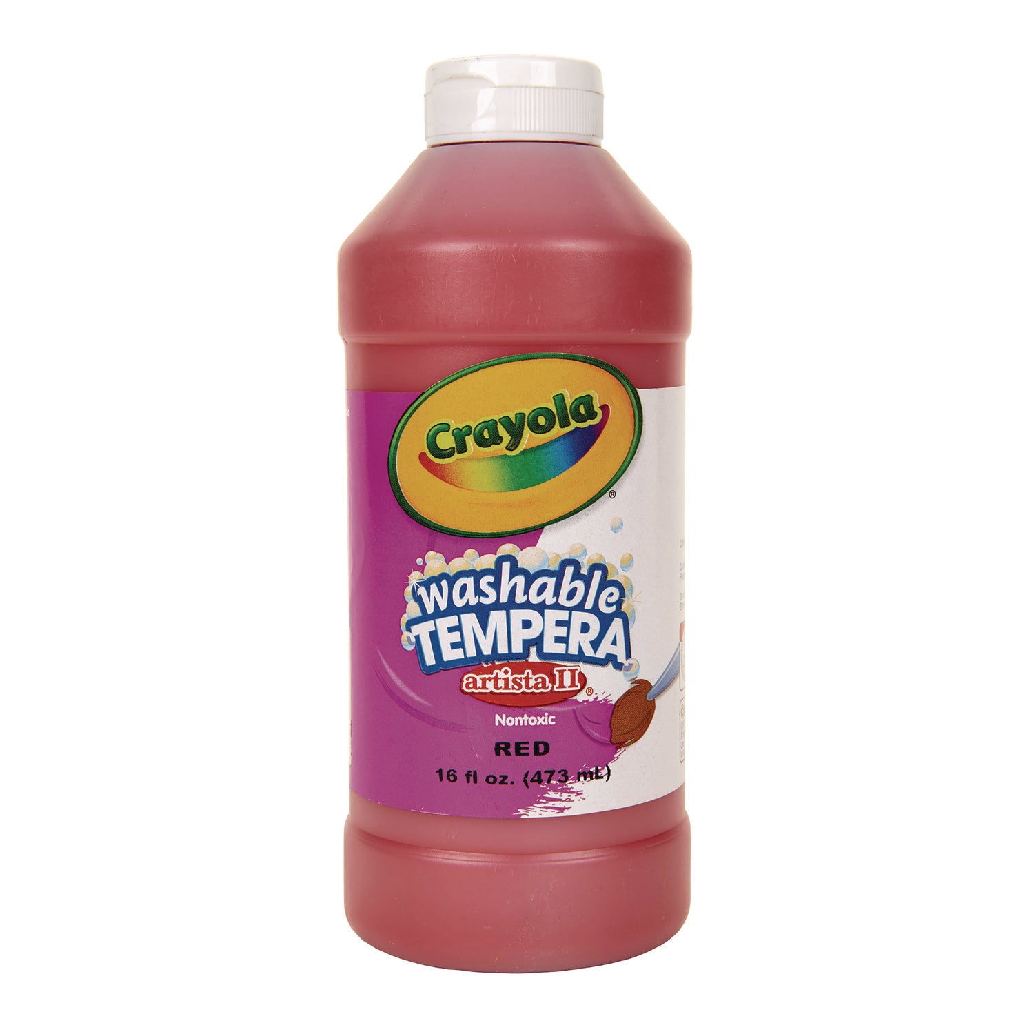 Artista II Washable Tempera Paint, Red, 16 oz Bottle -