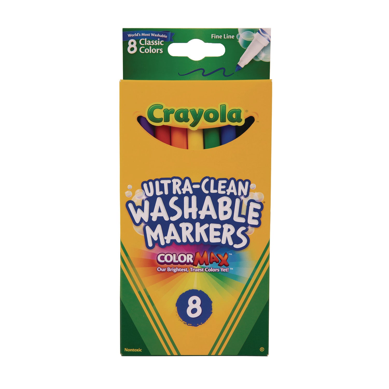 Ultra-Clean Washable Markers, Fine Bullet Tip, Assorted Colors, 8/Pack -