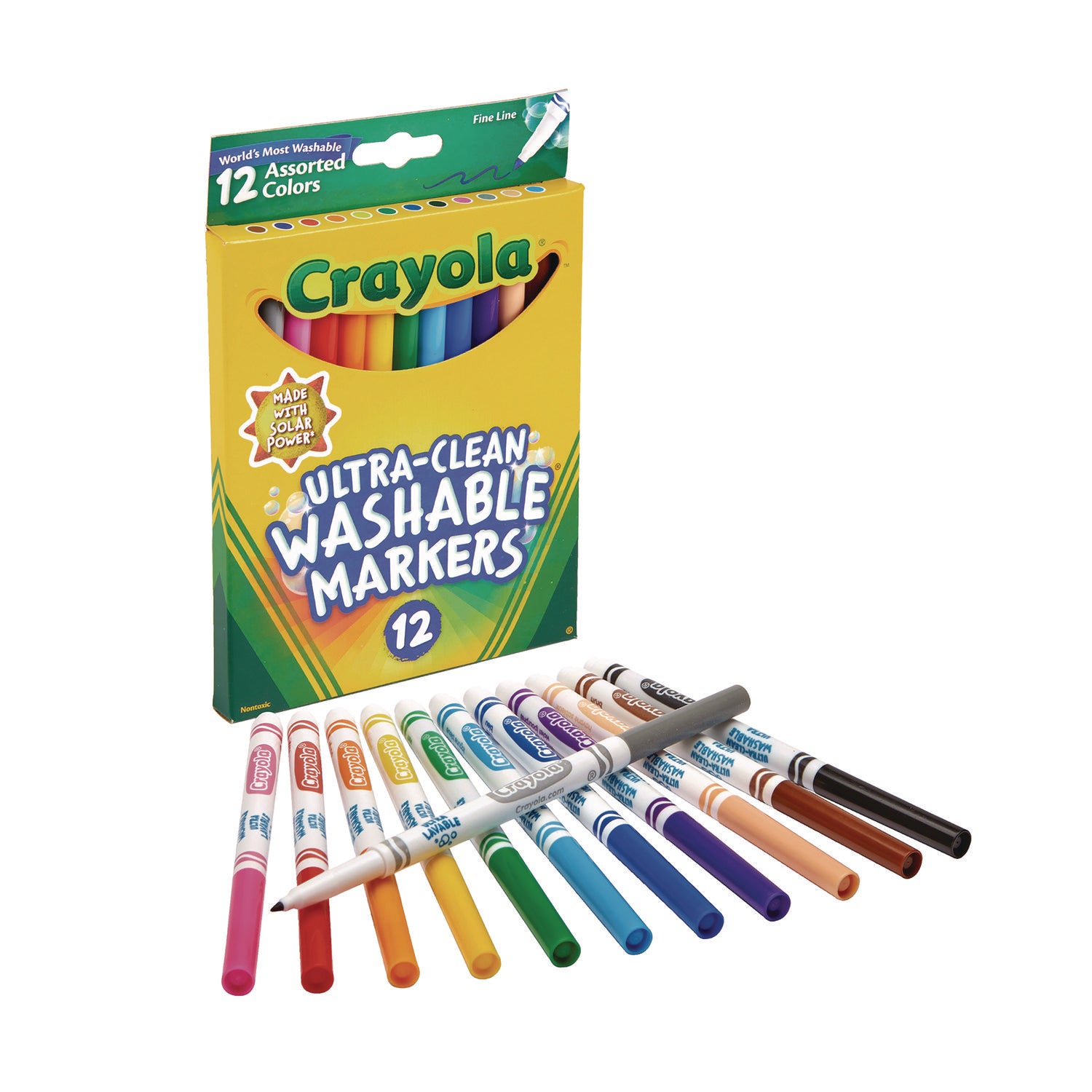 Ultra-Clean Washable Markers, Fine Bullet Tip, Assorted Colors, Dozen -