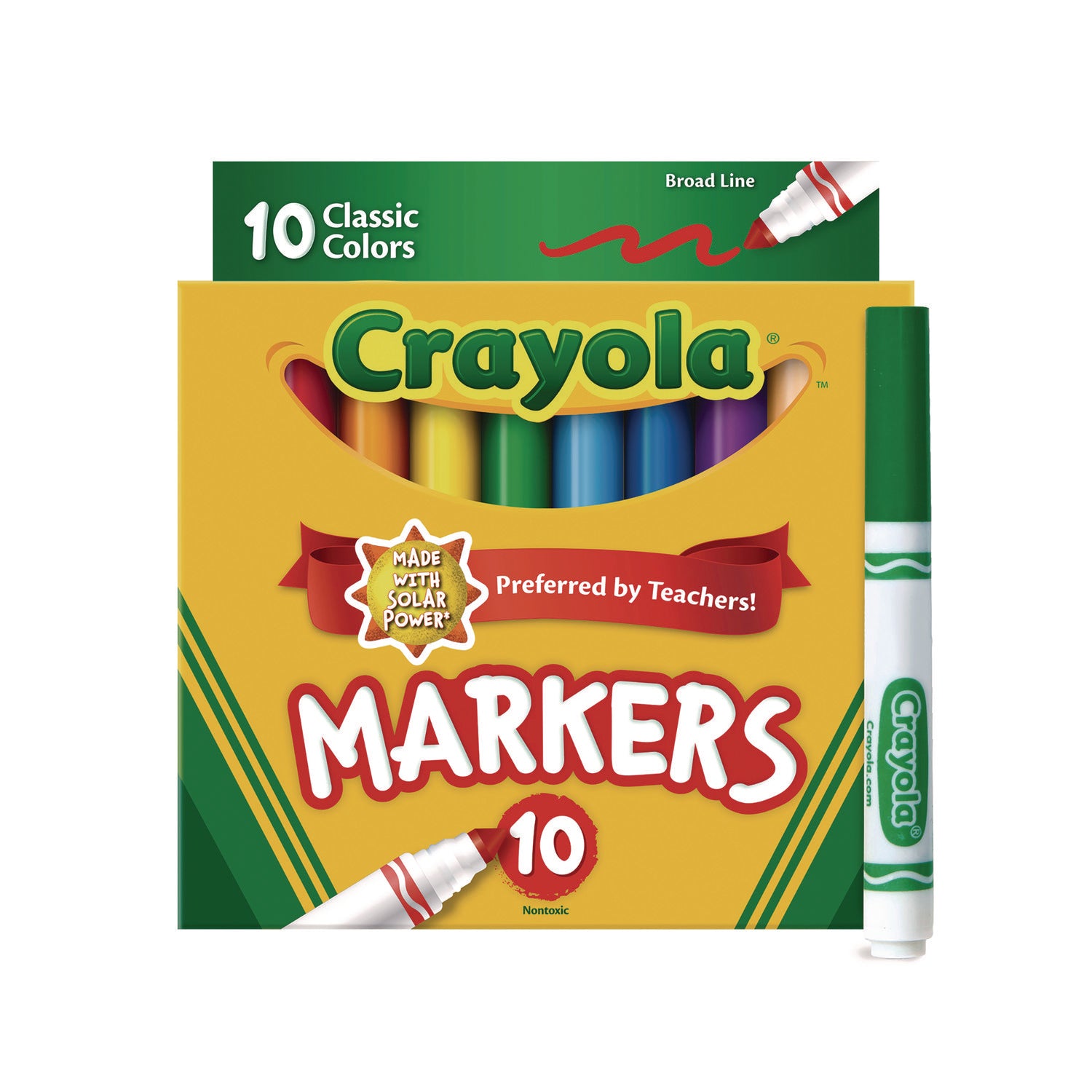 Non-Washable Marker, Broad Bullet Tip, Assorted Classic Colors, 10/Pack -