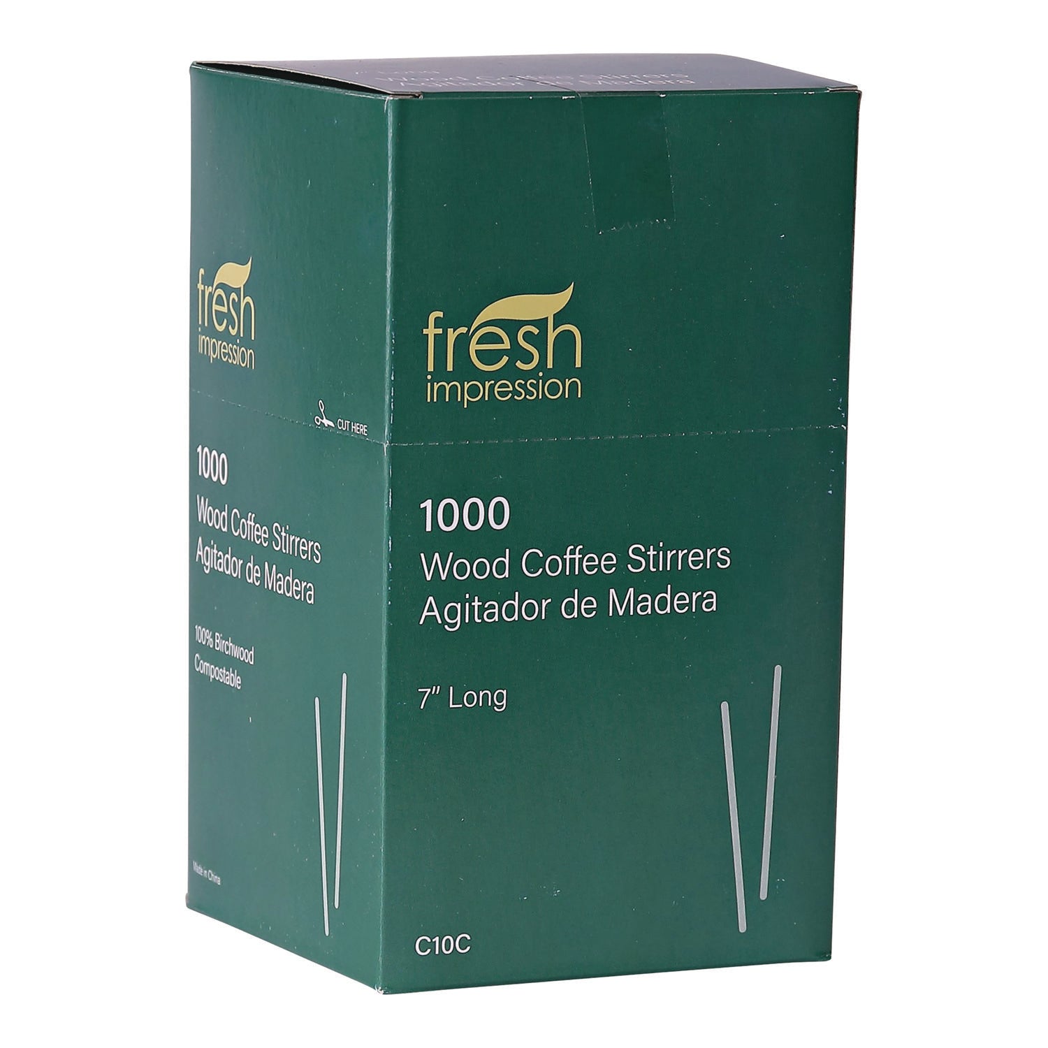 Renewable Wooden Stir Sticks, 7", 1,000/Pack, 10 Packs/Carton -