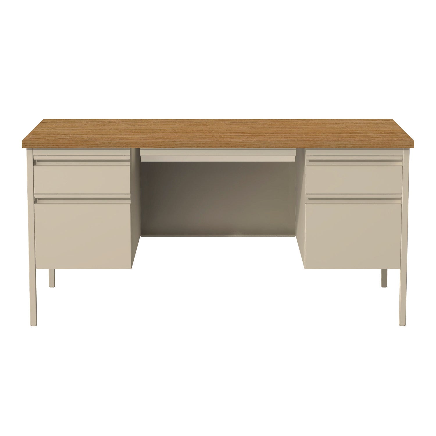 double-pedestal-steel-desk-60-x-30-x-295-cherry-putty-putty-legs_alehsd6030pc - 1
