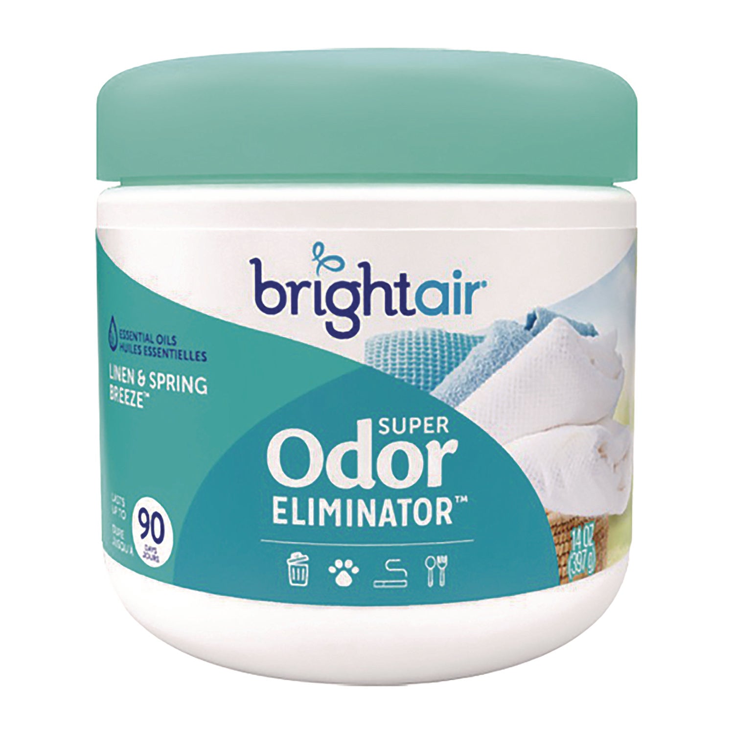 Bright Air Super Odor Eliminator Air Freshener - 14 fl oz (0.4 quart) - Linen & Spring Breeze - 90 Day - 1 Each - Cruelty-free, Phthalate-free, Triclosan-free, BHT Free - 1