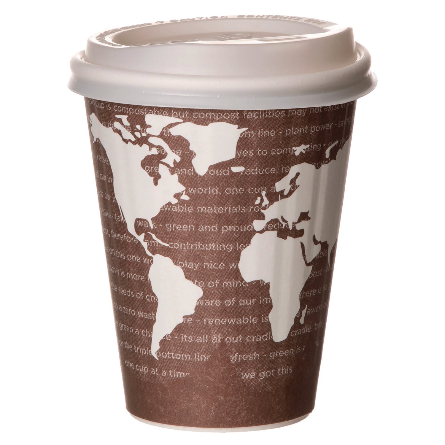 World Art Renewable and Compostable Insulated Hot Cups, PLA, 8 oz, 40/Pack, 20 Packs/Carton -