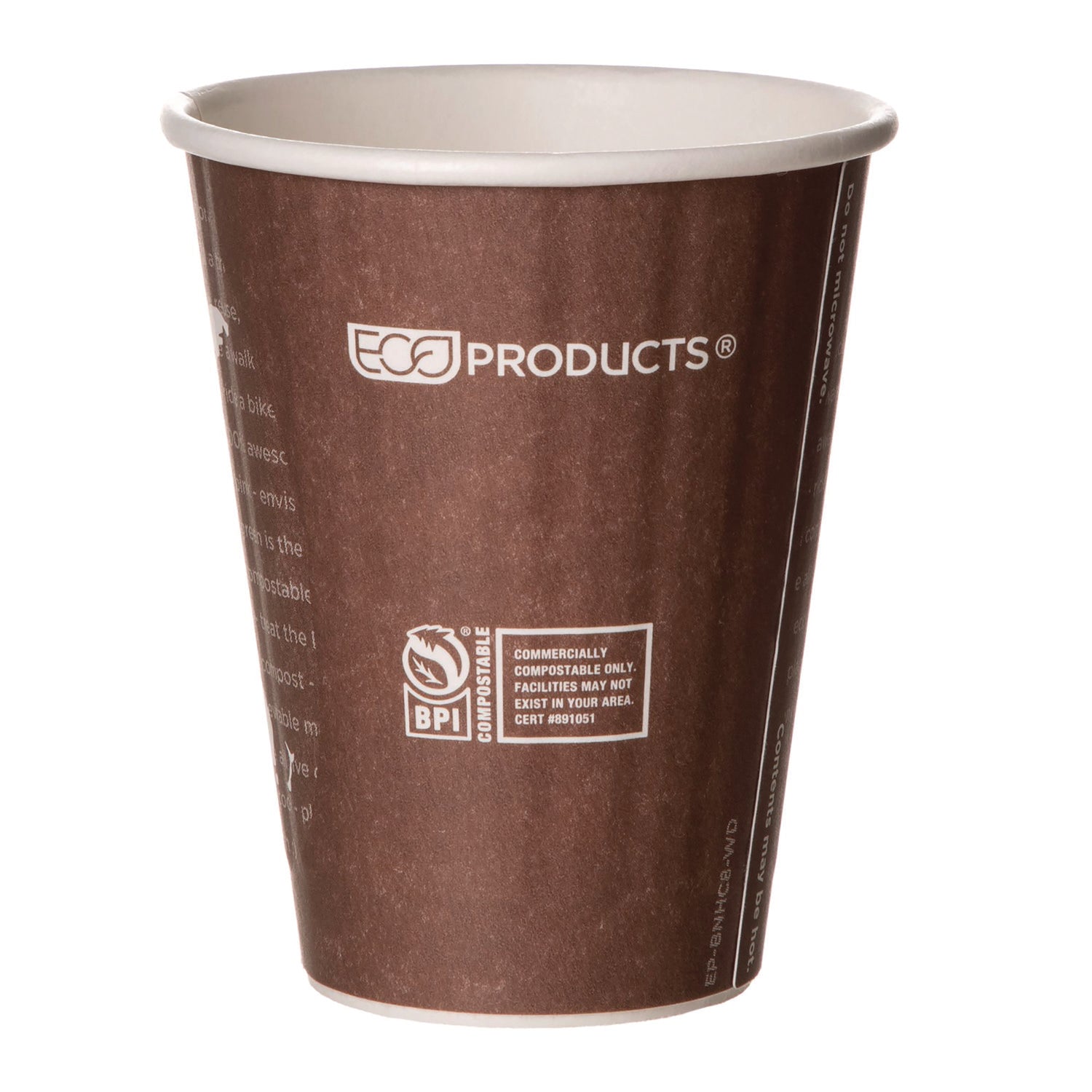 World Art Renewable and Compostable Insulated Hot Cups, PLA, 8 oz, 40/Pack, 20 Packs/Carton -