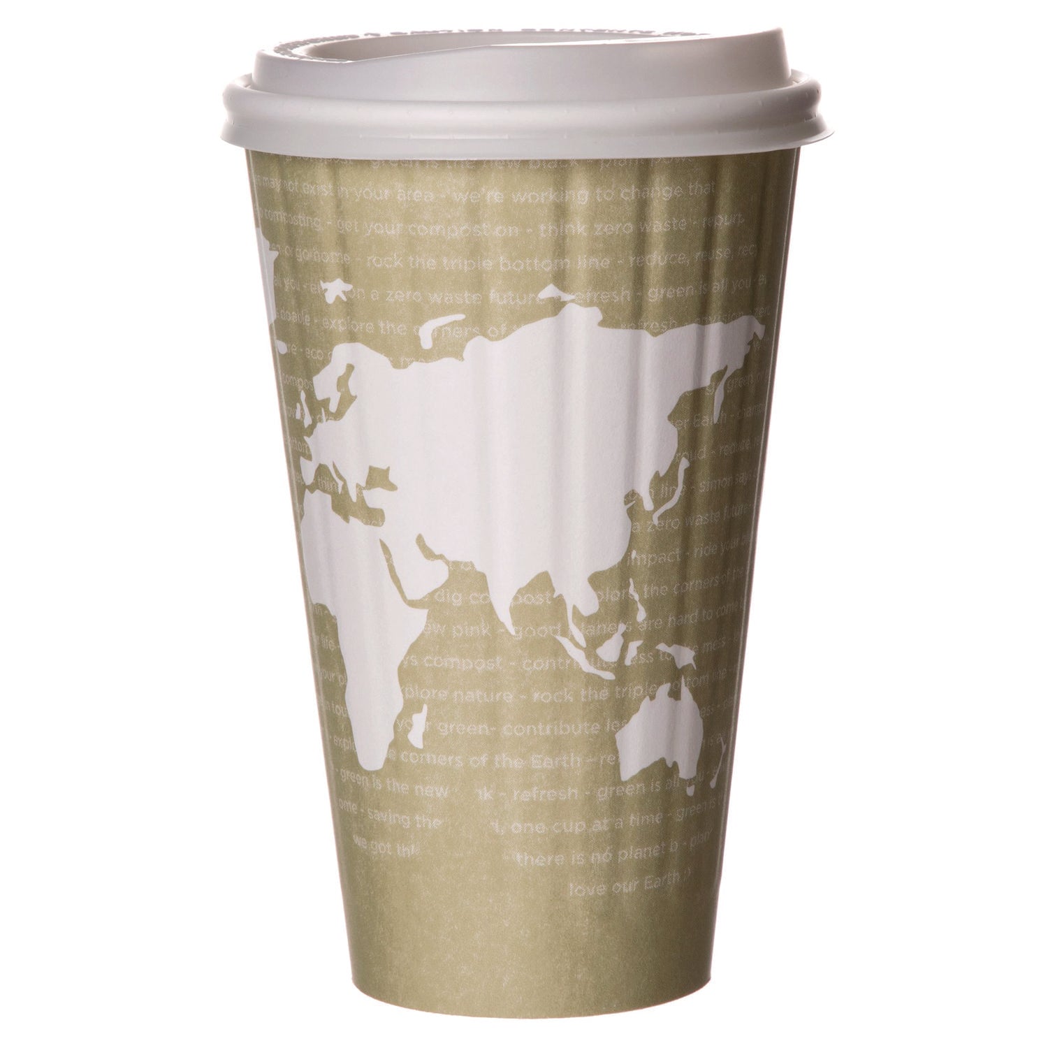World Art Renewable and Compostable Insulated Hot Cups, PLA, 16 oz, 40/Packs, 15 Packs/Carton -