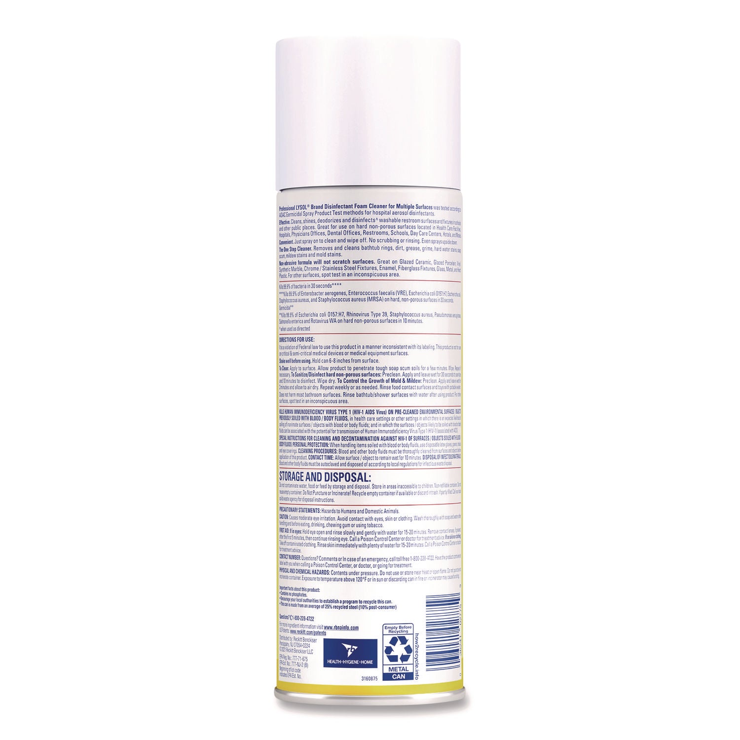 Disinfectant Foam Cleaner, 24 oz Aerosol Spray -