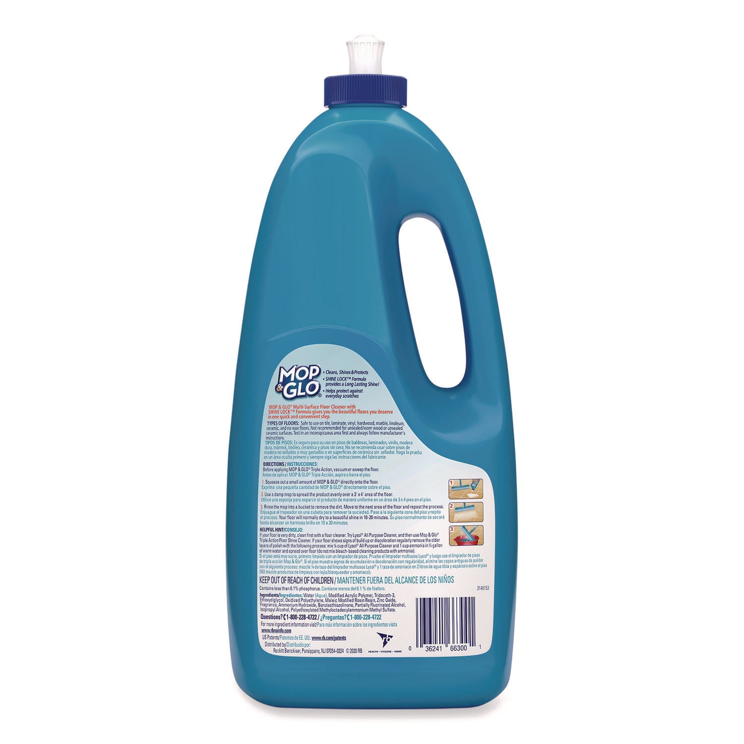Triple Action Floor Shine Cleaner, Fresh Citrus Scent, 64 oz Bottle -