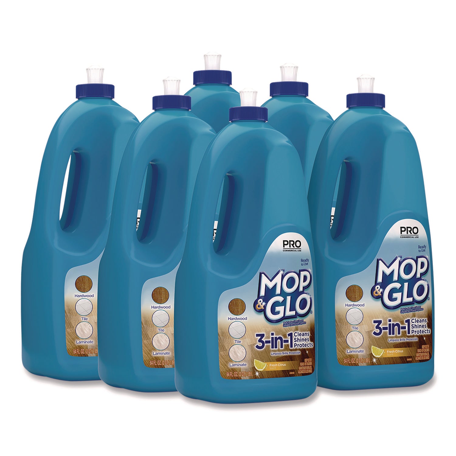 Triple Action Floor Shine Cleaner, Fresh Citrus Scent, 64 oz Bottle, 6/Carton -
