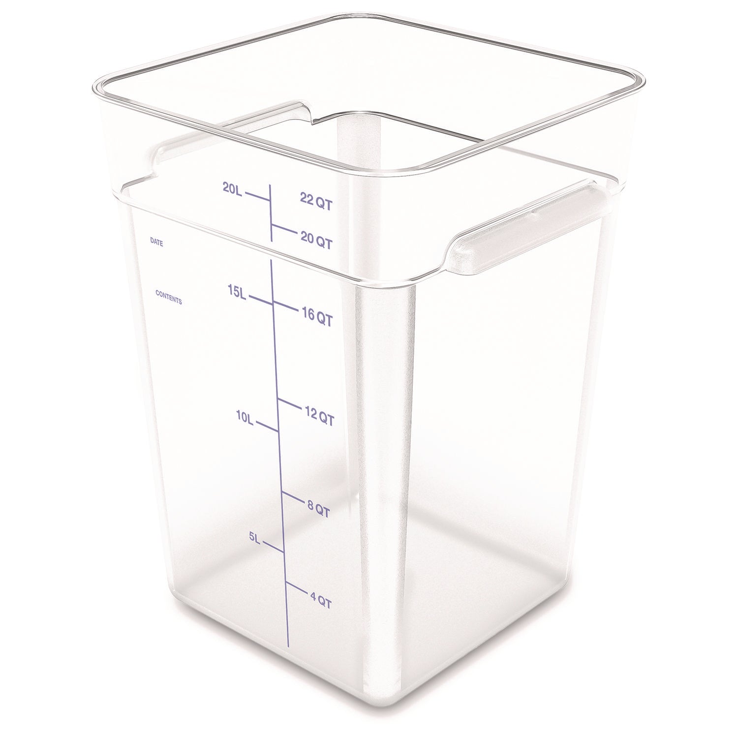 squares-polycarbonate-food-storage-container-22-qt-11-13-x-1113-x-1572-clear-plastic_cfs1195607 - 1