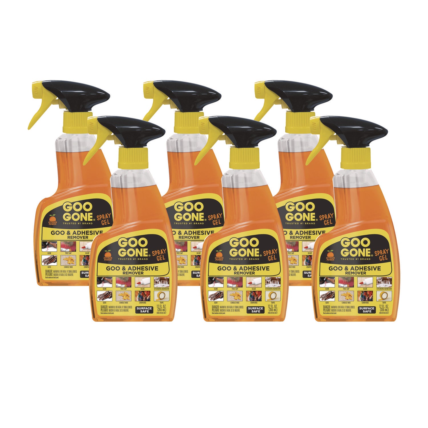Spray Gel Cleaner, Citrus Scent, 12 oz Spray Bottle, 6/Carton -