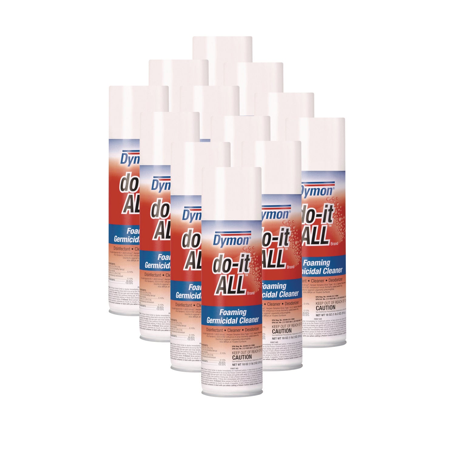 do-it-ALL Germicidal Foaming Cleaner, 18 oz Aerosol Spray, 12/Carton -